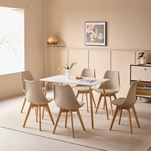 GrandCA HOME Scandinavian Dining Chairs Set of 6 with Upholstered Seat