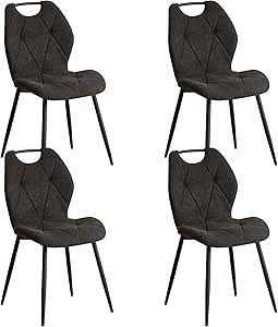 DEYARNA HOME Set of 4 Modern Fabric Dining Chairs - Black