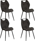 DEYARNA HOME Set of 4 Modern Fabric Dining Chairs - Black