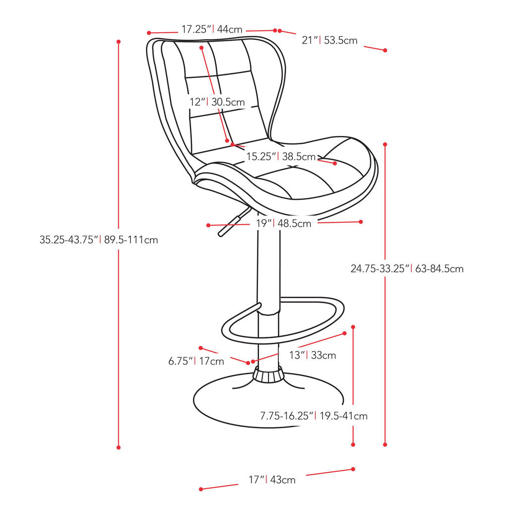 CorLiving Set of 2 Adjustable Height Bar Stools in White