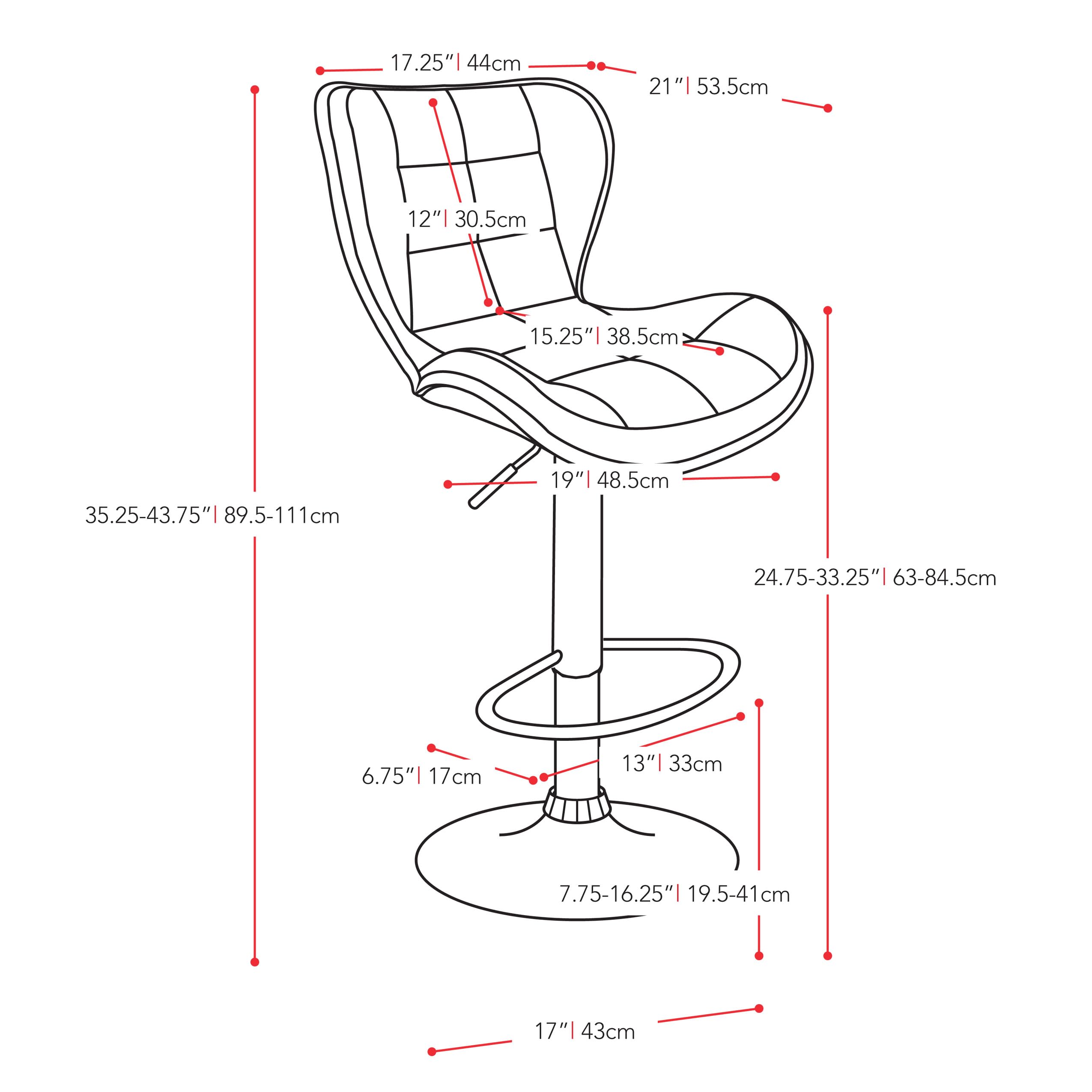 CorLiving Set of 2 Adjustable Height Bar Stools in White