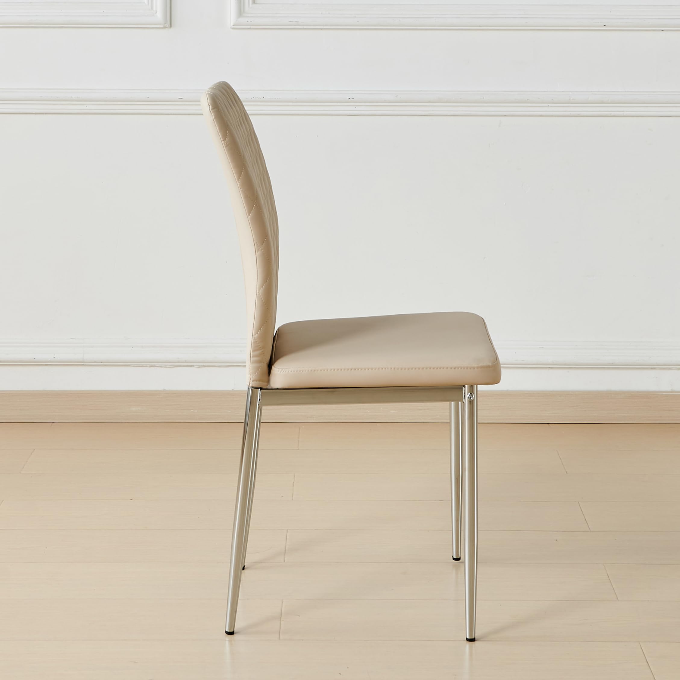 AINPECCA Modern Beige Faux Leather Dining Chairs Set of 6