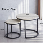 Symylife Modern White Round Nesting Coffee Tables Set