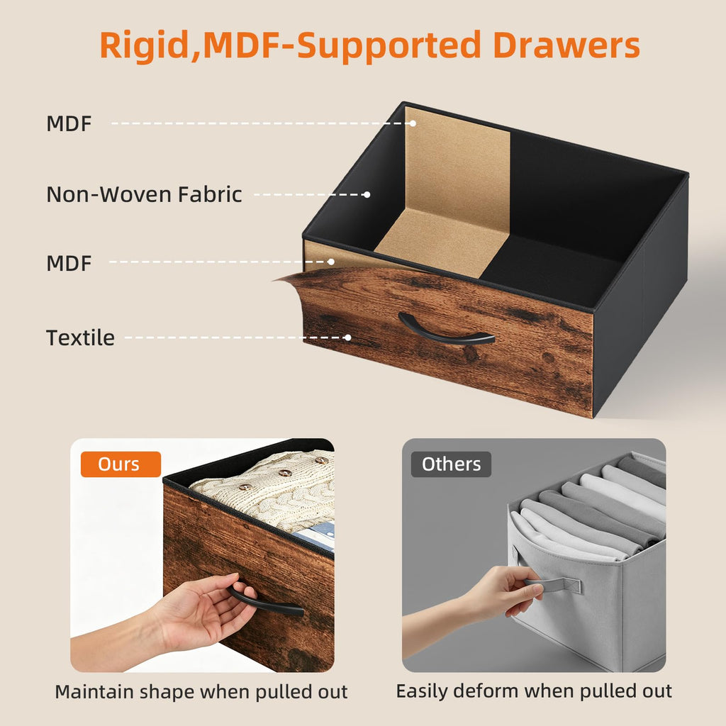 Somdot 8-Drawer Dresser with Charging Station and LED Light