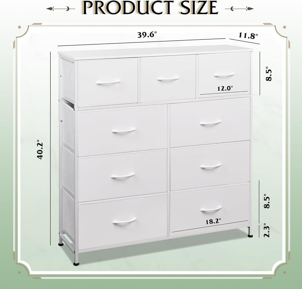WLIVE Minimalist Tall 9-Drawer Fabric Dresser
