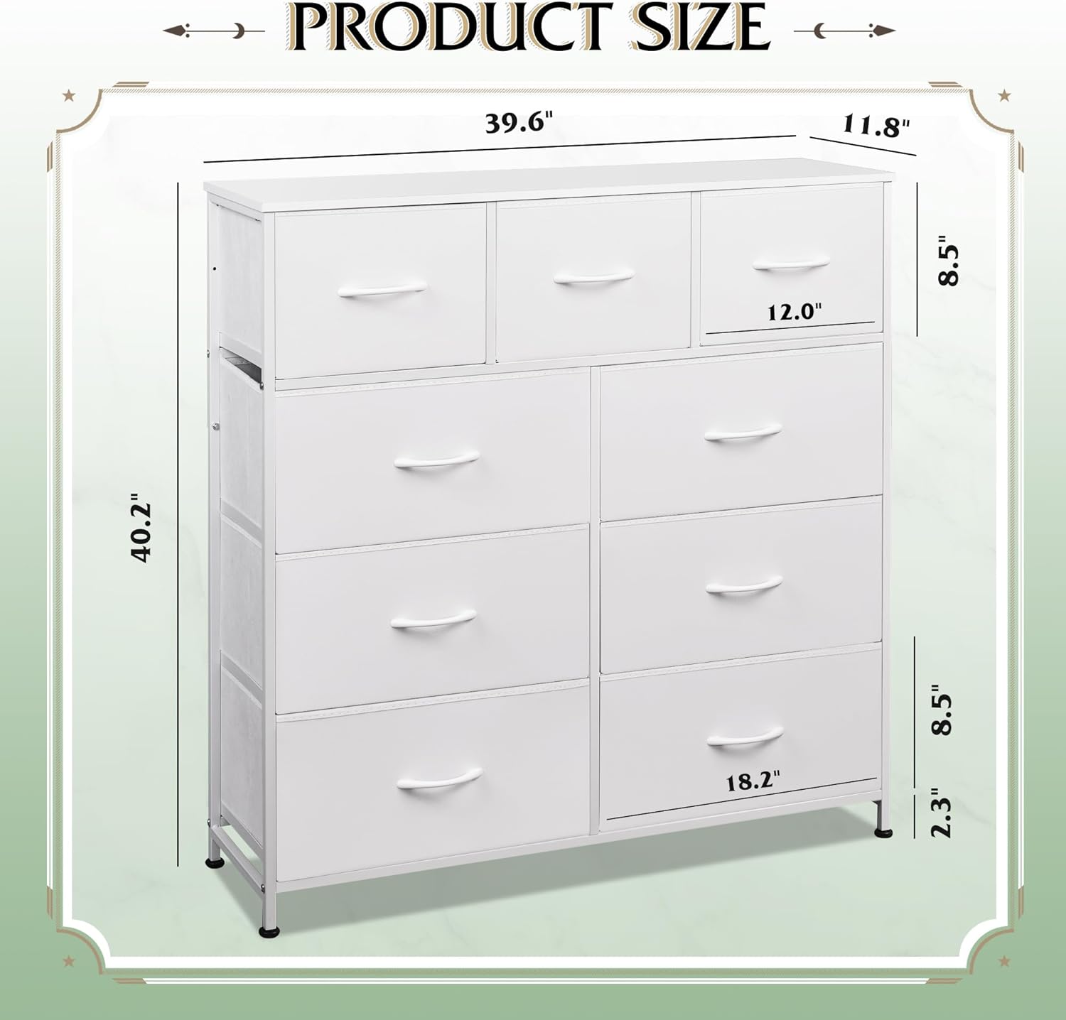 WLIVE Minimalist Tall 9-Drawer Fabric Dresser