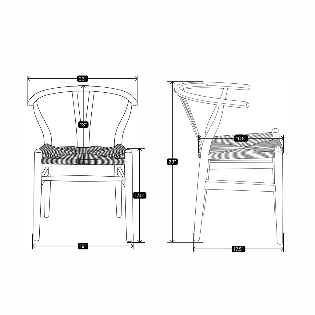 Nicer Furniture Replica Hans Wegner Wishbone Chair Natural Set of 2