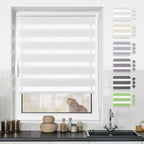 BondFree double roller blind with clamp fastening system, white color, 85 x 150 cm size
