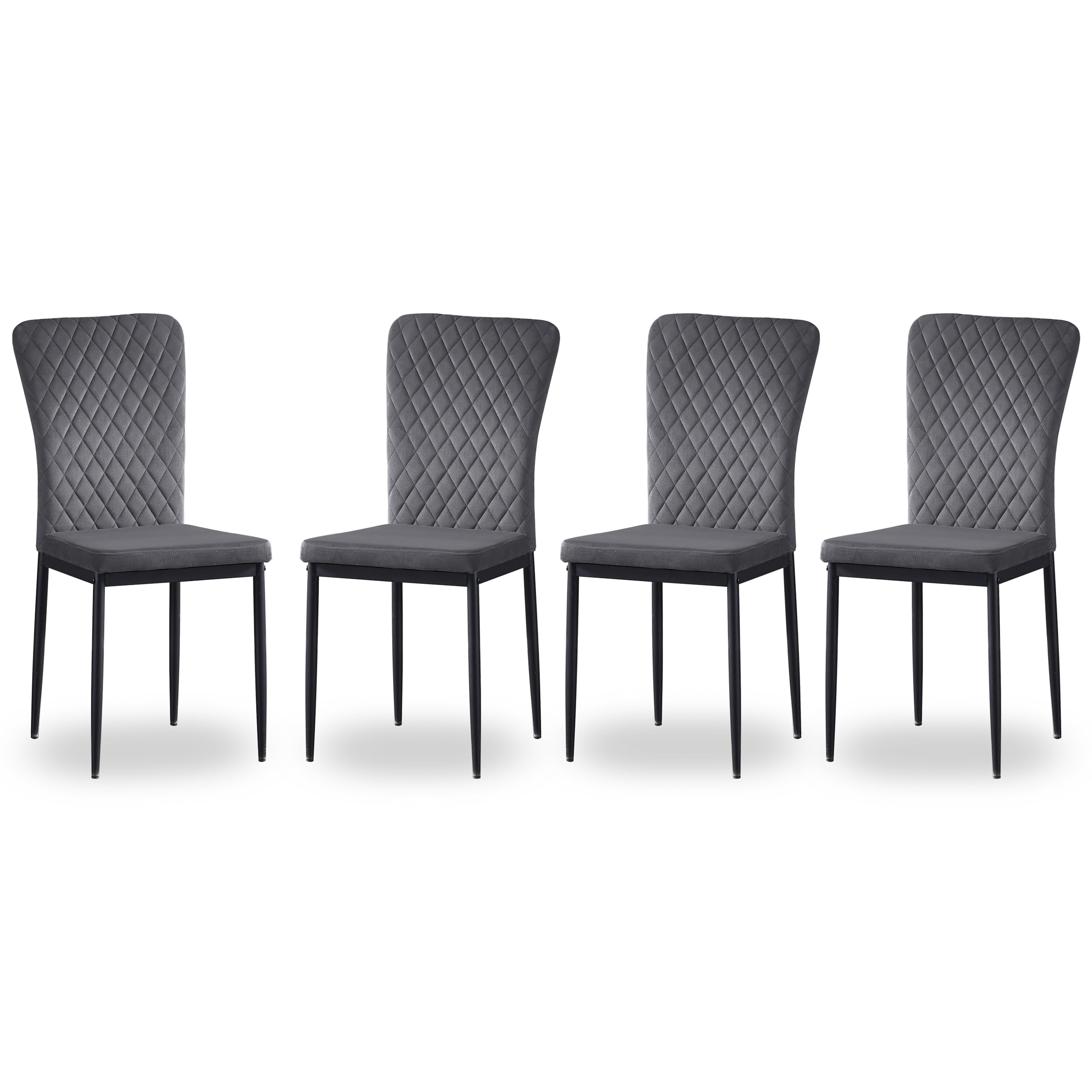 AINPECCA set of 4 modern dining chairs with velvet high back and metal legs