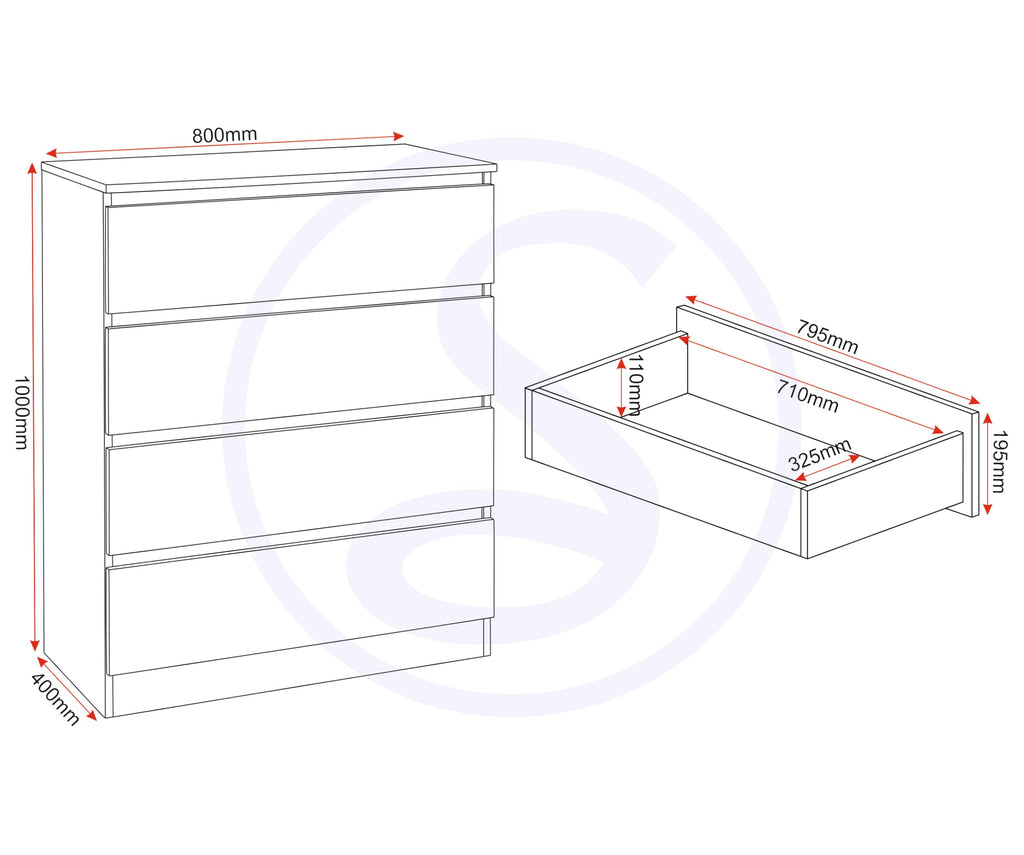 Seconique Malvern 4 Drawer Chest in Grey