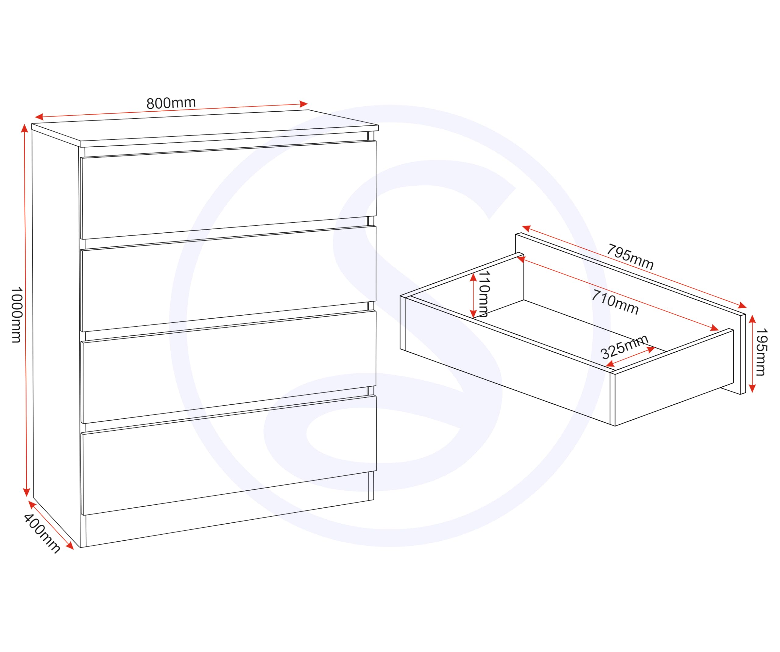Seconique Malvern 4 Drawer Chest in Grey
