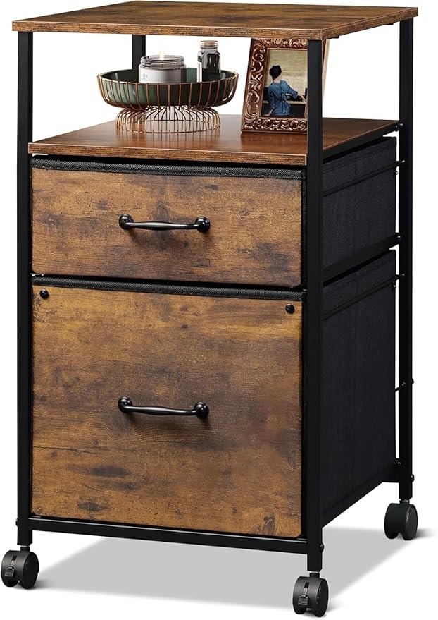 DEVAISE Rolling Storage Cabinet - Vintage Brown