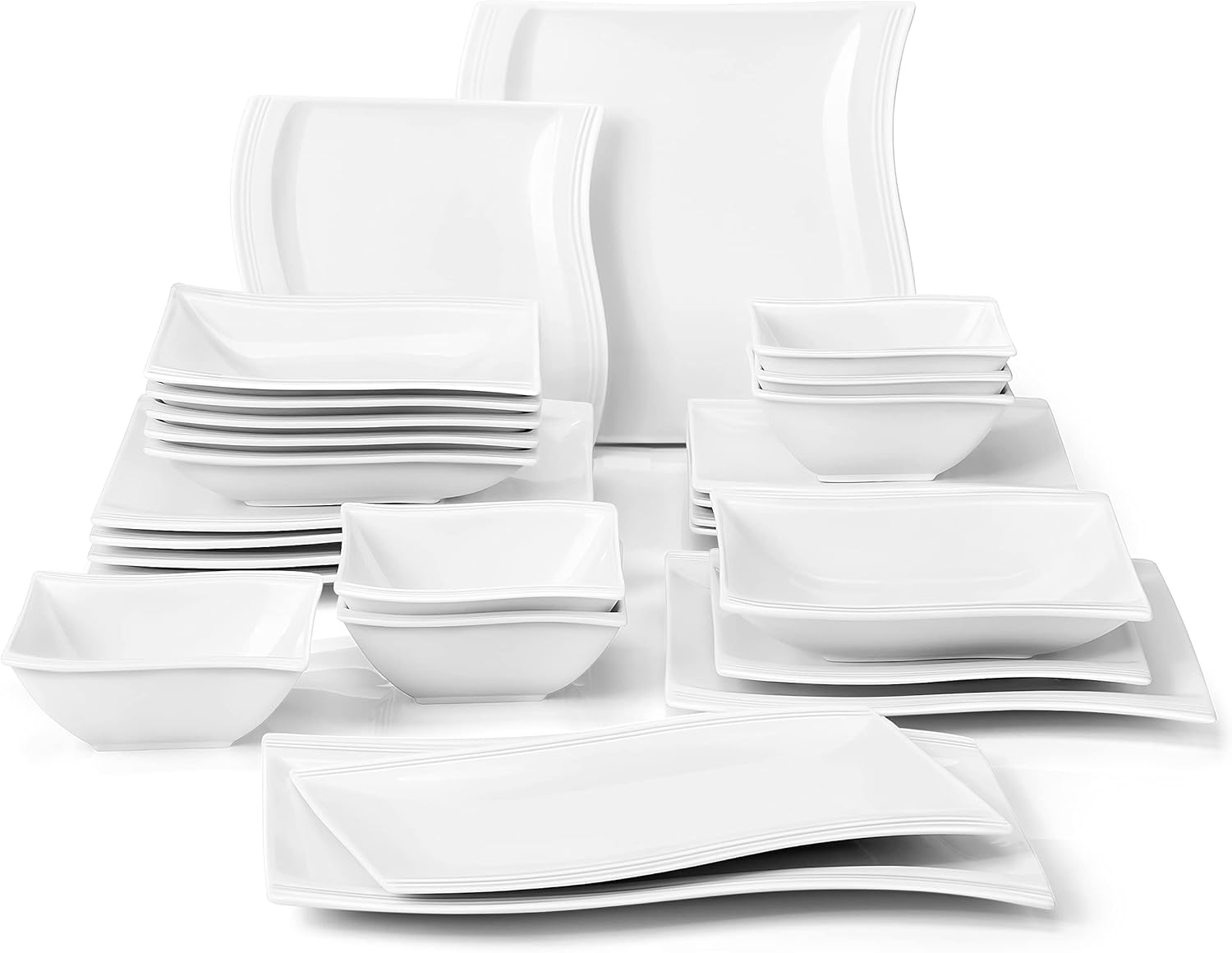 MALACASA Flora Series Dinnerware Set - Ivory White
