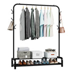 Stylish Loefme clothes and shoe rack with minimalist design, featuring six side hooks and high-quality metal construction.