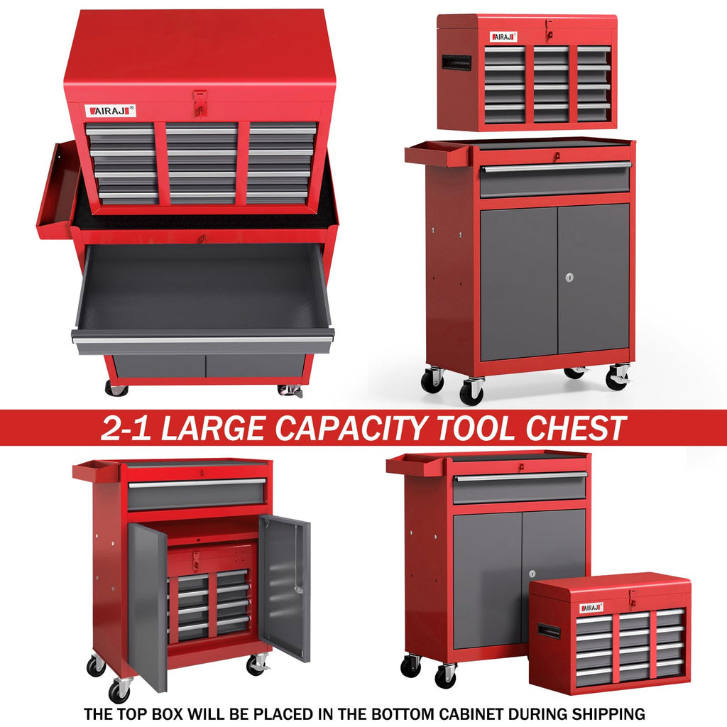 AIRAJ 40'' H Rolling 7-Drawer Tool Chest with Detachable Top