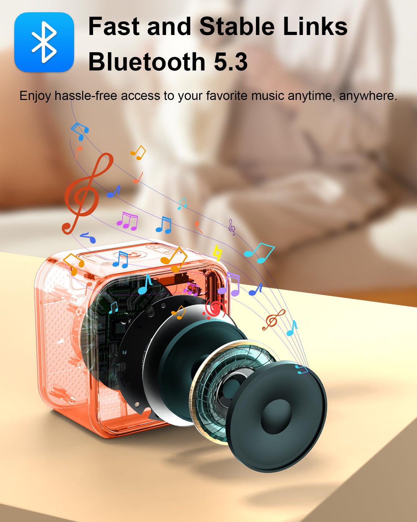 Bluetooth Speaker, Portable Speaker Leather Bluetooth 5.3 with Crystal Clear Sound, Speakers Bluetooth Wireless with Built-in Microphone, 8W Home Speakers for Home, Office, Party, Gift for Friend 2024