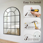 Anpark Arched Windowpane Wall Mirror