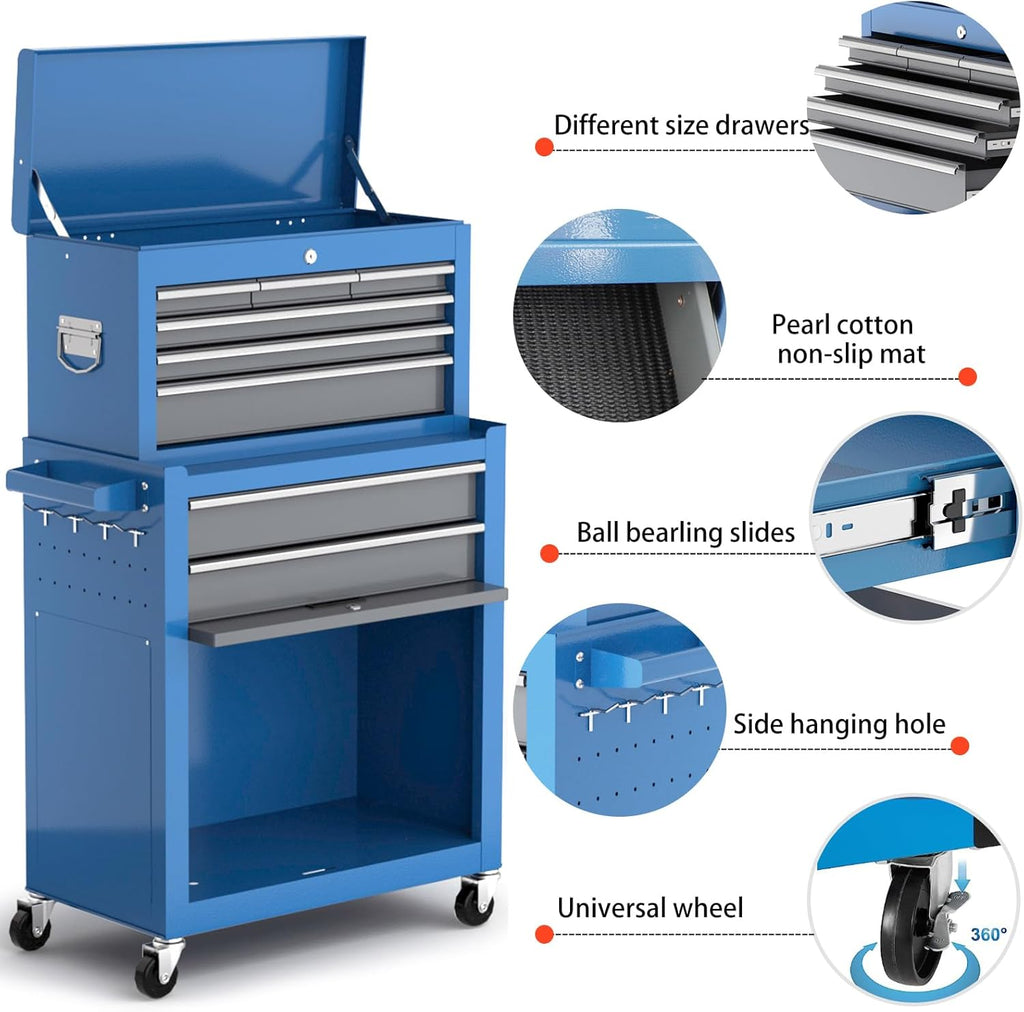 AIRAJ Heavy Duty 8-Drawer Tool Chest with Wheels