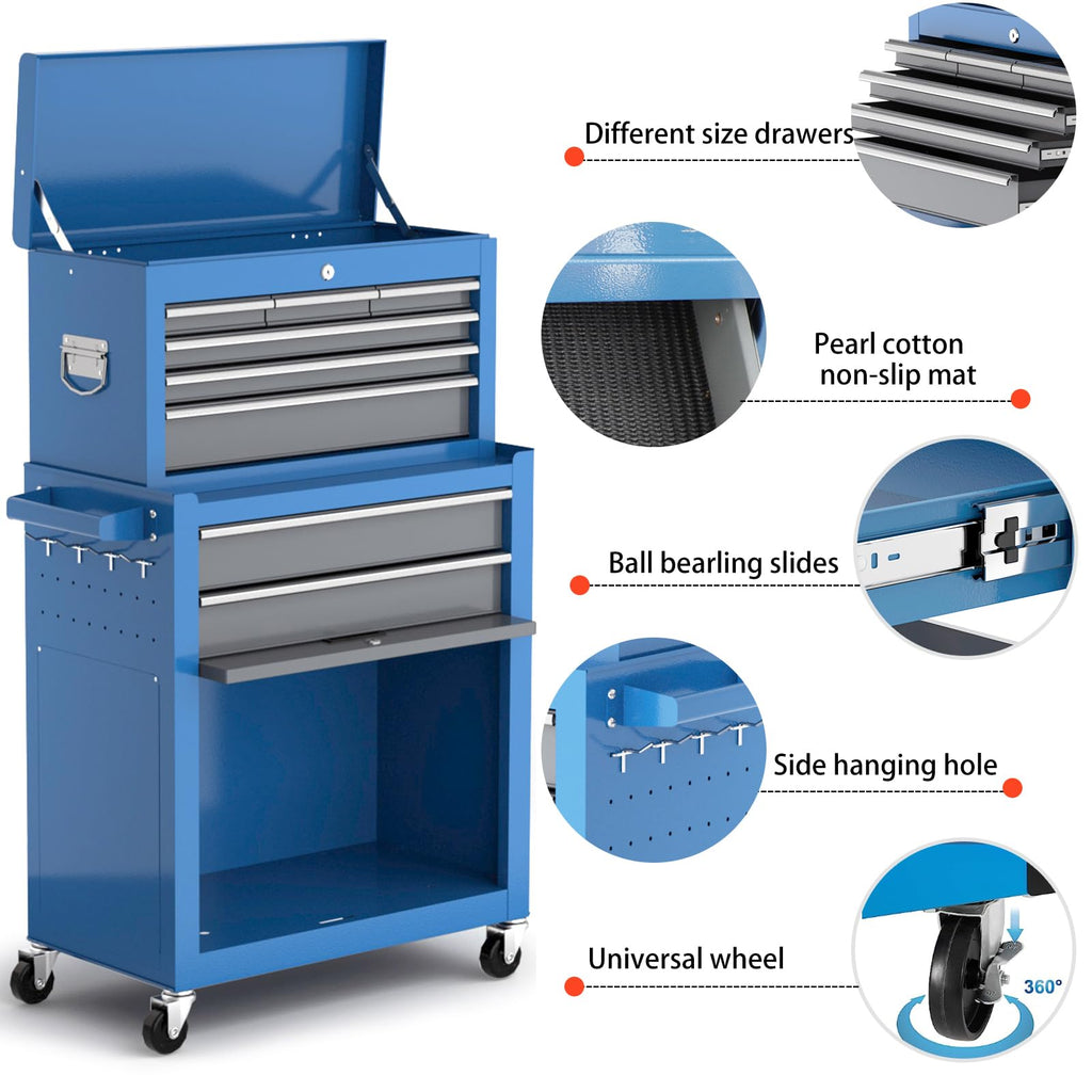 AIRAJ Heavy Duty 8-Drawer Tool Chest with Detachable Top