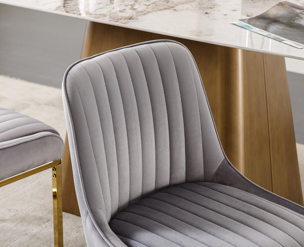 Ya-Home Set of 2 Velvet Dining Chairs with Gold Metal Frame