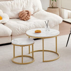 JZGORC Set of 2 Stackable Coffee Tables with Marble Pattern