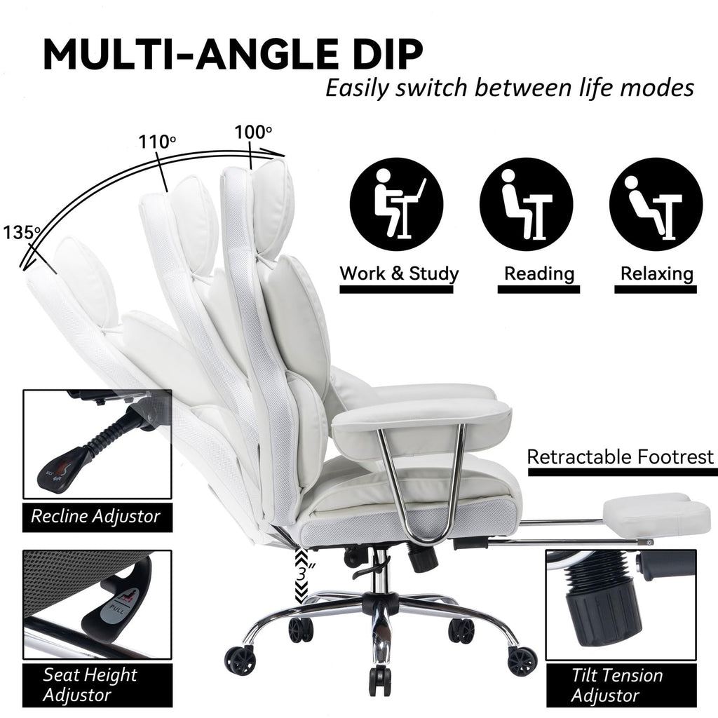 Efomao Big and Tall Office Chair with Footrest