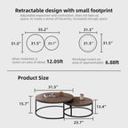 Luck Live Round Coffee Table Set of 2, Modern Nesting Tables