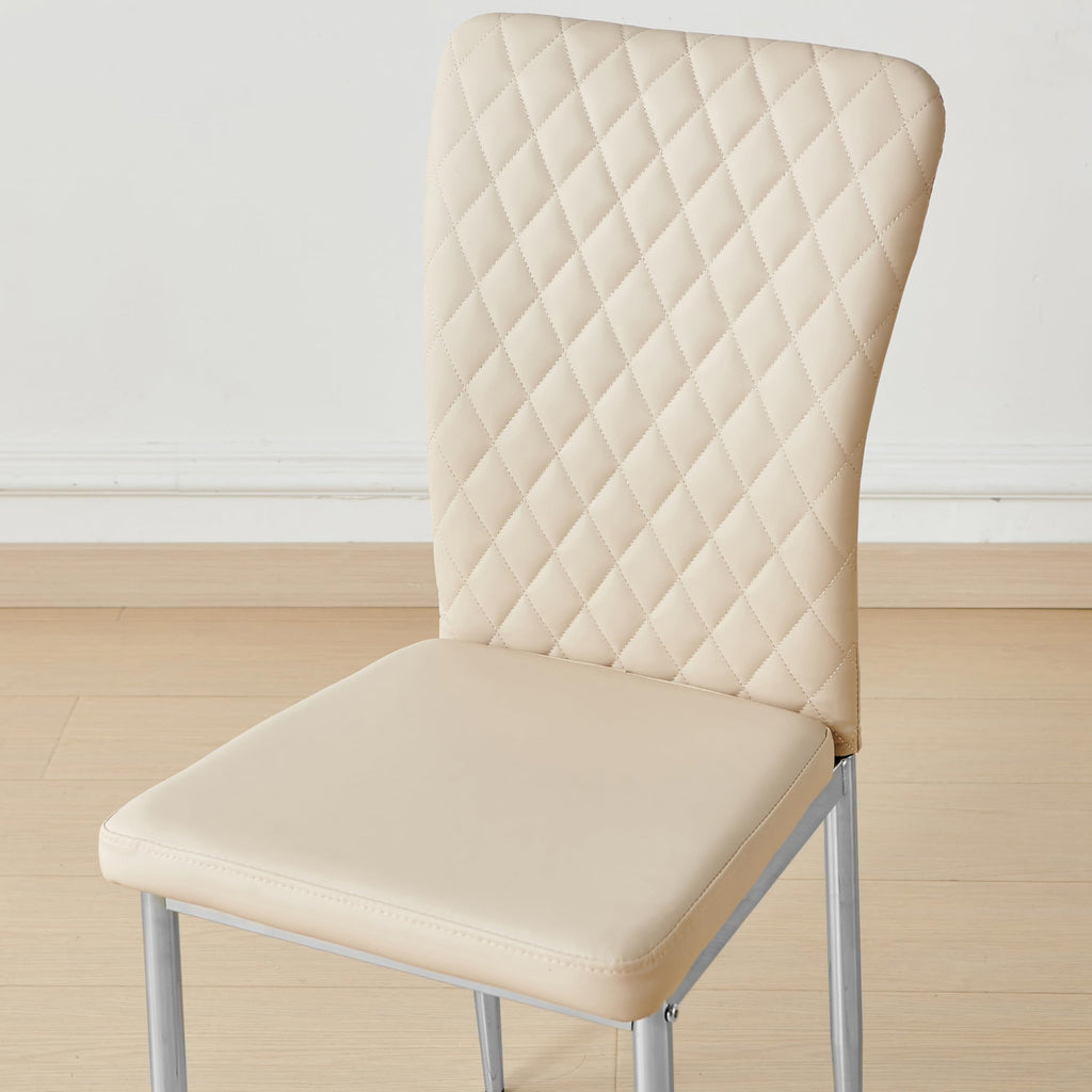 AINPECCA Modern Beige Faux Leather Dining Chairs Set of 6