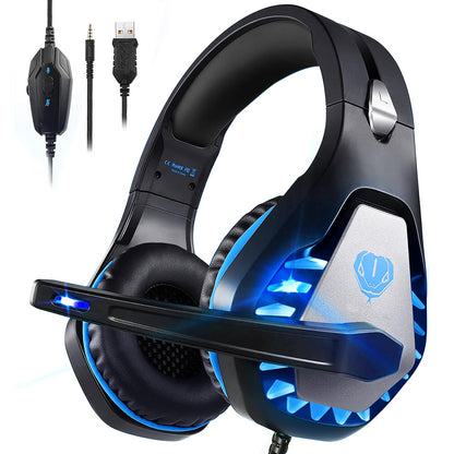 Pacrate Gaming Headset with Microphone for Switch PC PS4 PS5 Xbox One Noise Cancelling Gaming Headphones with LED Lights for Kids Adults Black Green