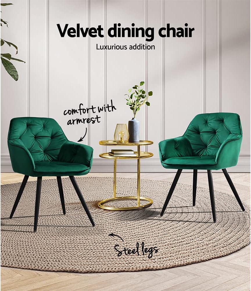 Artiss Green Velvet Dining Chairs Set of 2