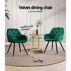 Artiss Set of 2 Green Velvet Dining Chairs
