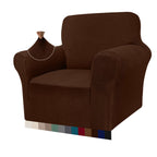 Granbest high stretch armchair cover in chocolate color with checkered pattern