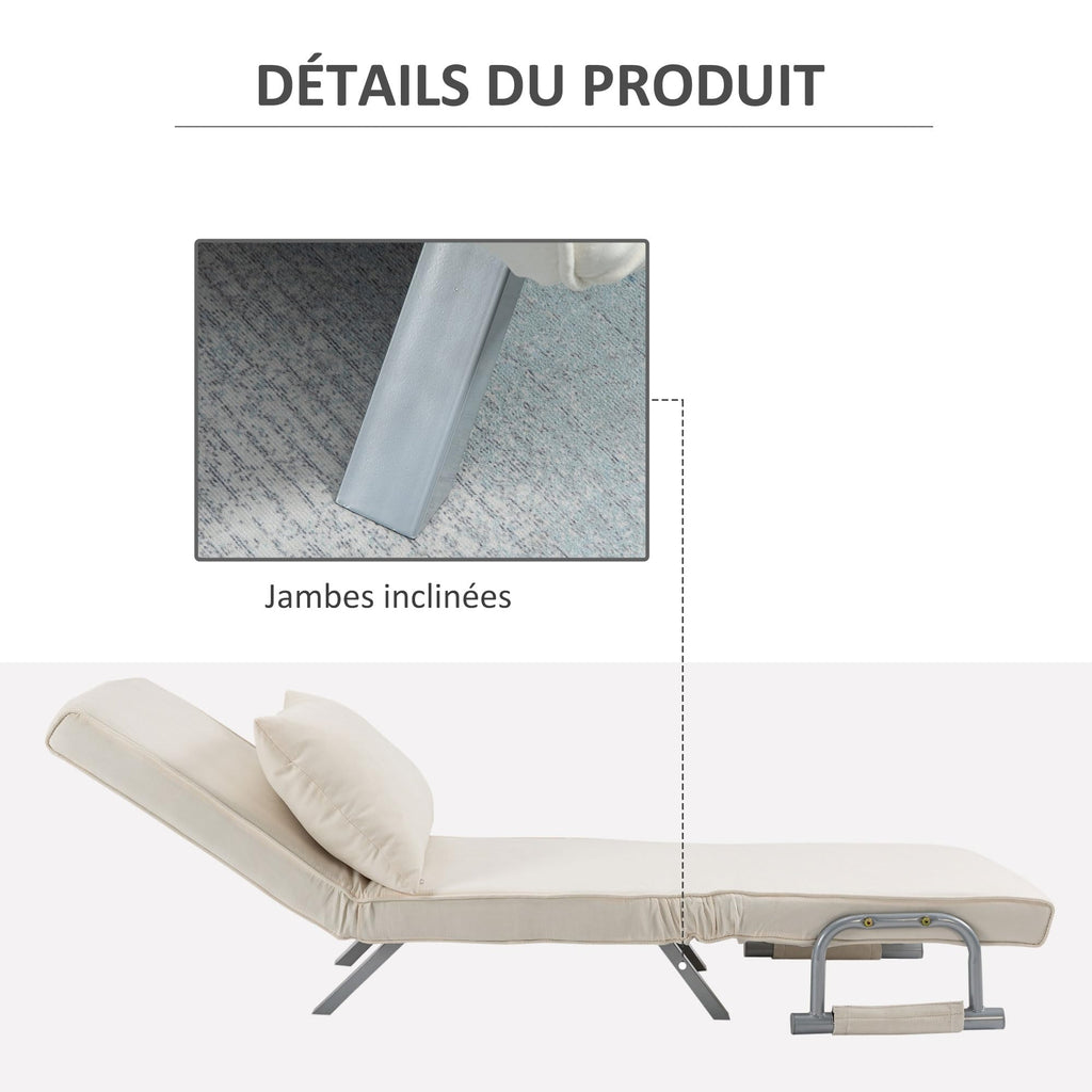 HOMCOM 1 Seater Convertible Armchair Sofa Bed with Removable Cover