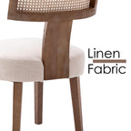 chairus Set of 2 Wooden Upholstered Dining Chairs with Rattan Backrest