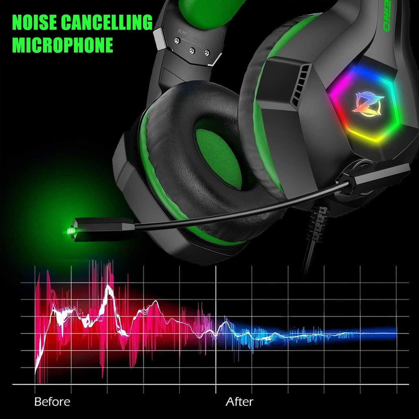 Gaming Headset for PC, Ps4, Ps5, Xbox Headset with 7.1 Surround Sound, Gaming Headphones with Noise Cancelling Mic RGB Light Over Ear Headphones for Xbox Series X/S, Switch