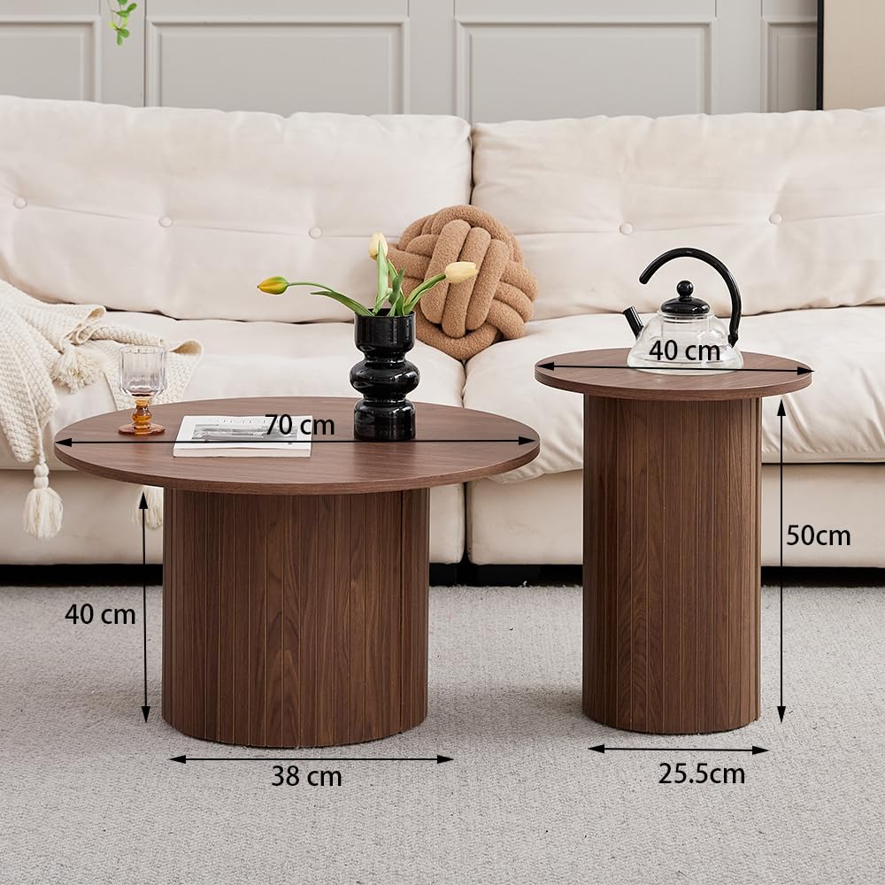 HJhomeheart Stackable Drum Style Coffee Tables Set