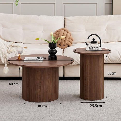 HJhomeheart Stackable Drum Style Coffee Tables Set