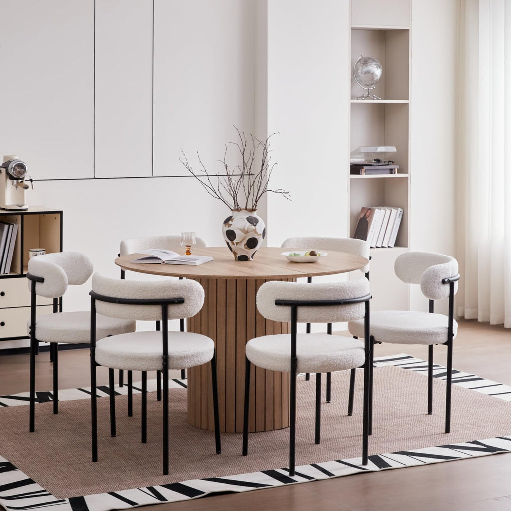 JZGORC Modern Round Wabi-Sabi Style Dining Table