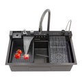 Multifunctional smart kitchen sink with extendable tap, digital display, and multiple water outlet modes
