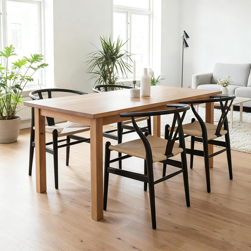 VODUR Wishbone Dining Chair Set of 2 Natural Solid Wood