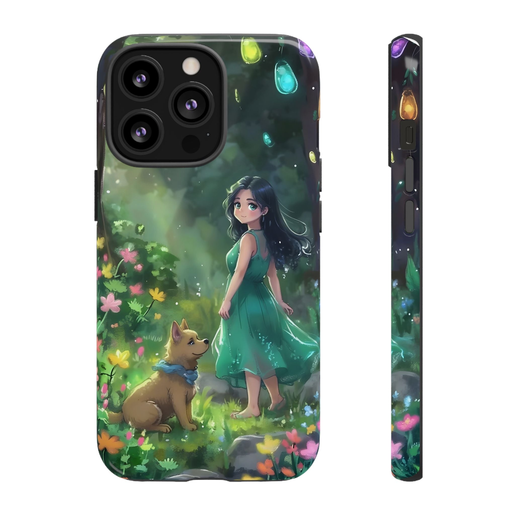 Whimsical Phone Case with Nature and Dog Artwork