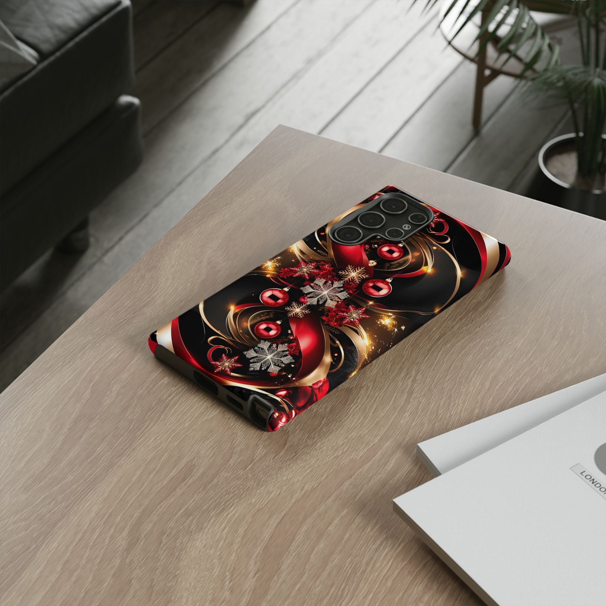 Christmas Red and Gold Phone Case - Tough Cases for Holiday Cheer