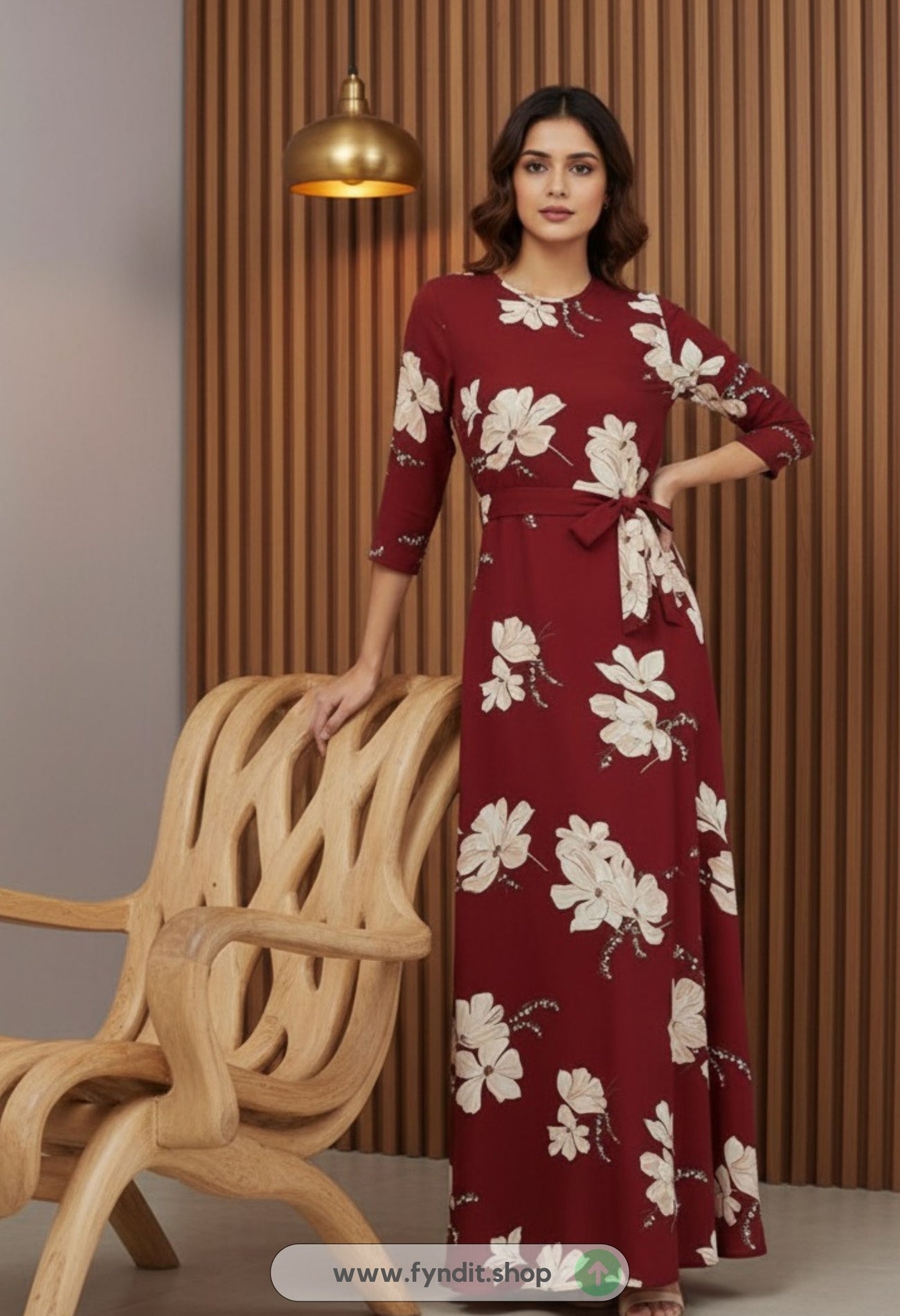 Glow Every Time: Harpa Maroon Floral A-Line Dress — Style That Speaks Louder Than Words