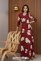 Glow Every Time: Harpa Maroon Floral A-Line Dress — Style That Speaks Louder Than Words