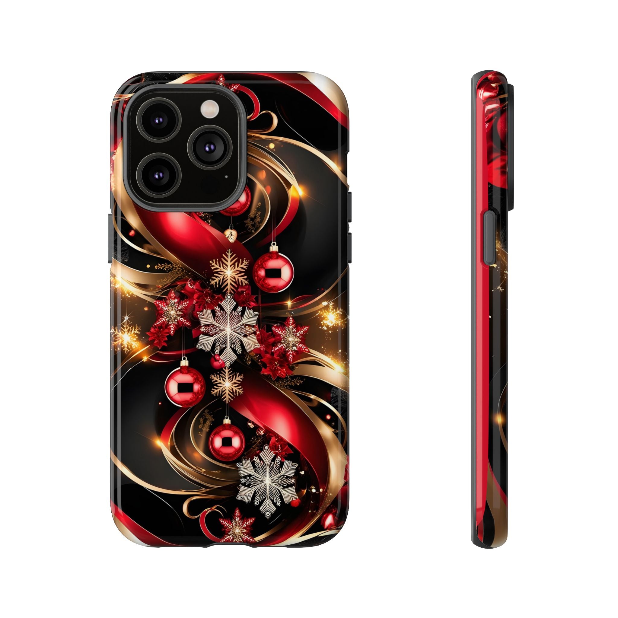 Christmas Red and Gold Phone Case - Tough Cases for Holiday Cheer