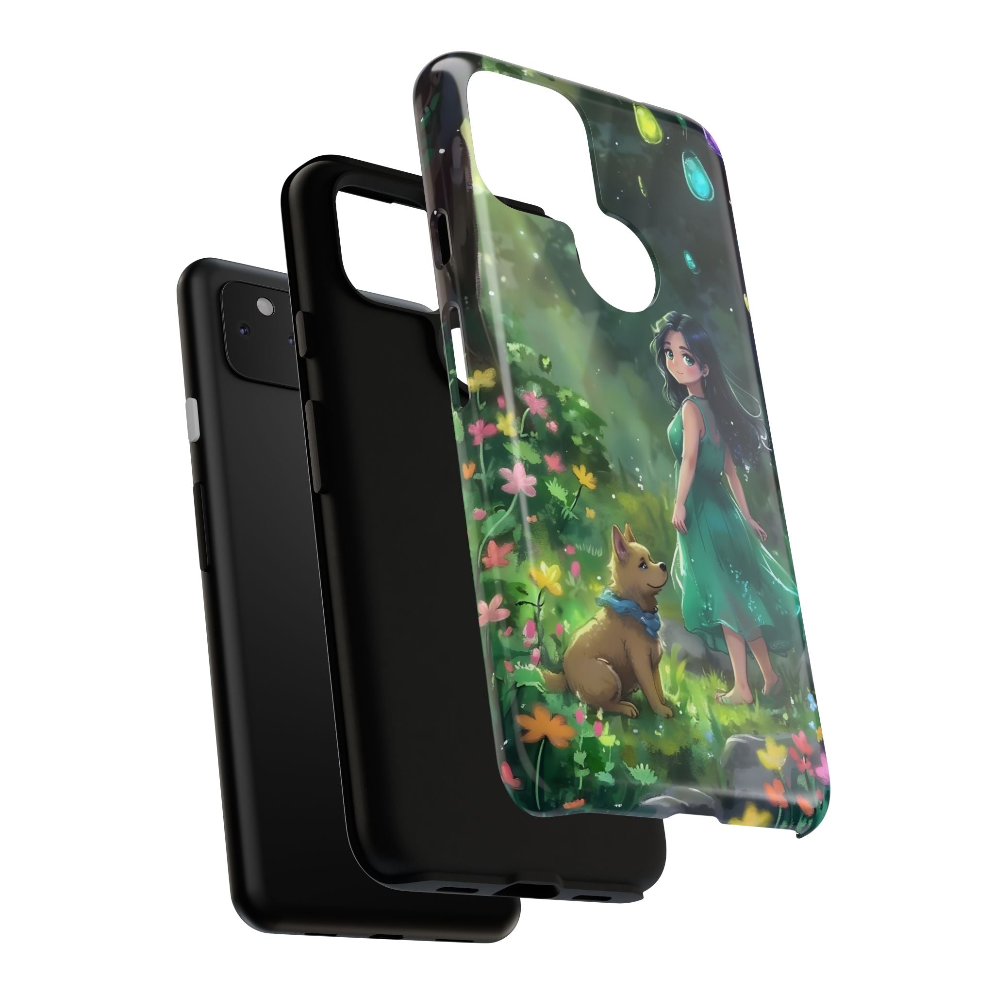 Whimsical Phone Case with Nature and Dog Artwork