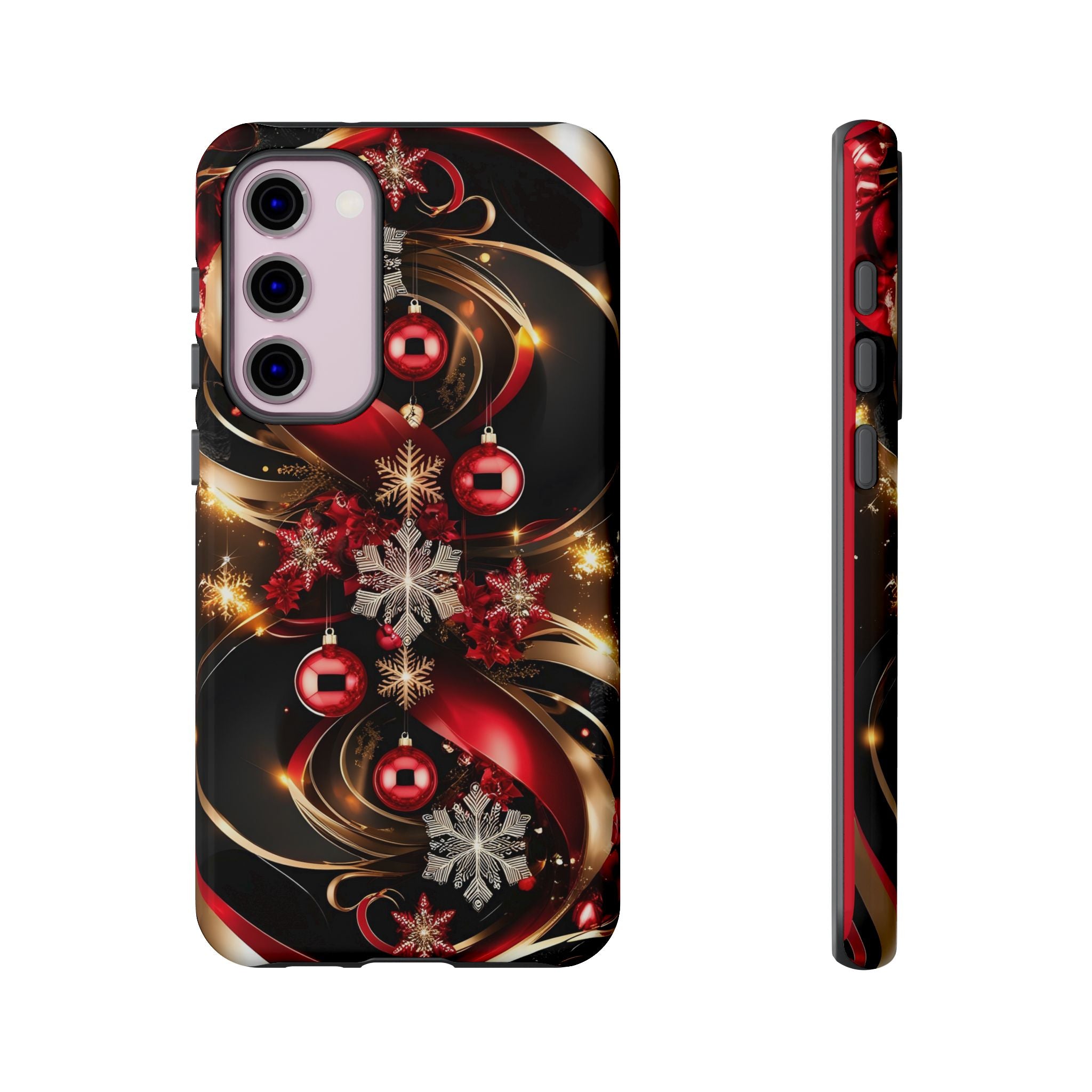 Christmas Red and Gold Phone Case - Tough Cases for Holiday Cheer