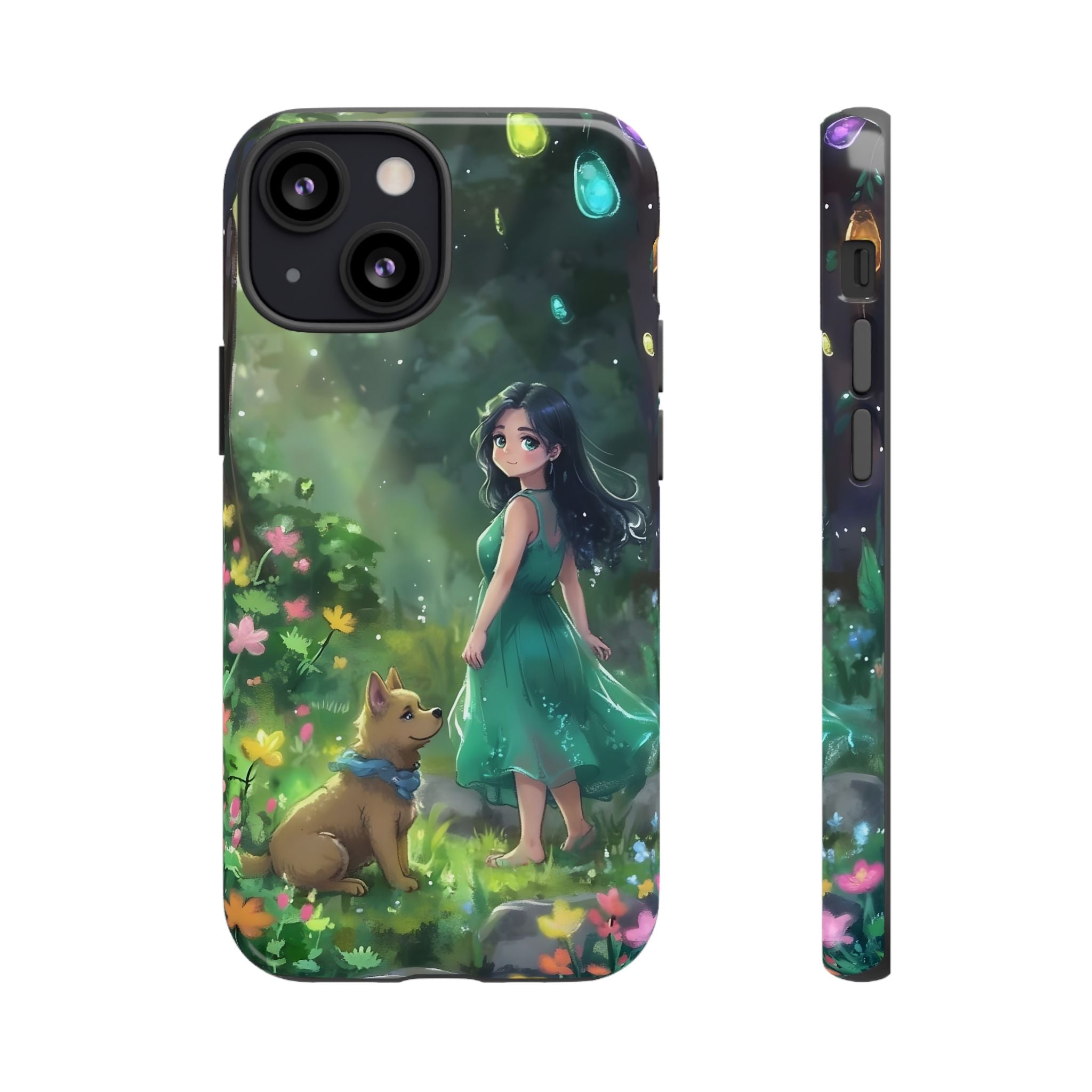 Whimsical Phone Case with Nature and Dog Artwork