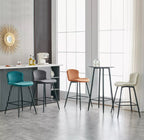 Set of 2 soft velvet seat bar chairs with metal legs, available in various colors