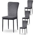 Set of 6 Ainpecca Velvet Armless Dining Chairs with tufted backrest and metal legs in dark grey